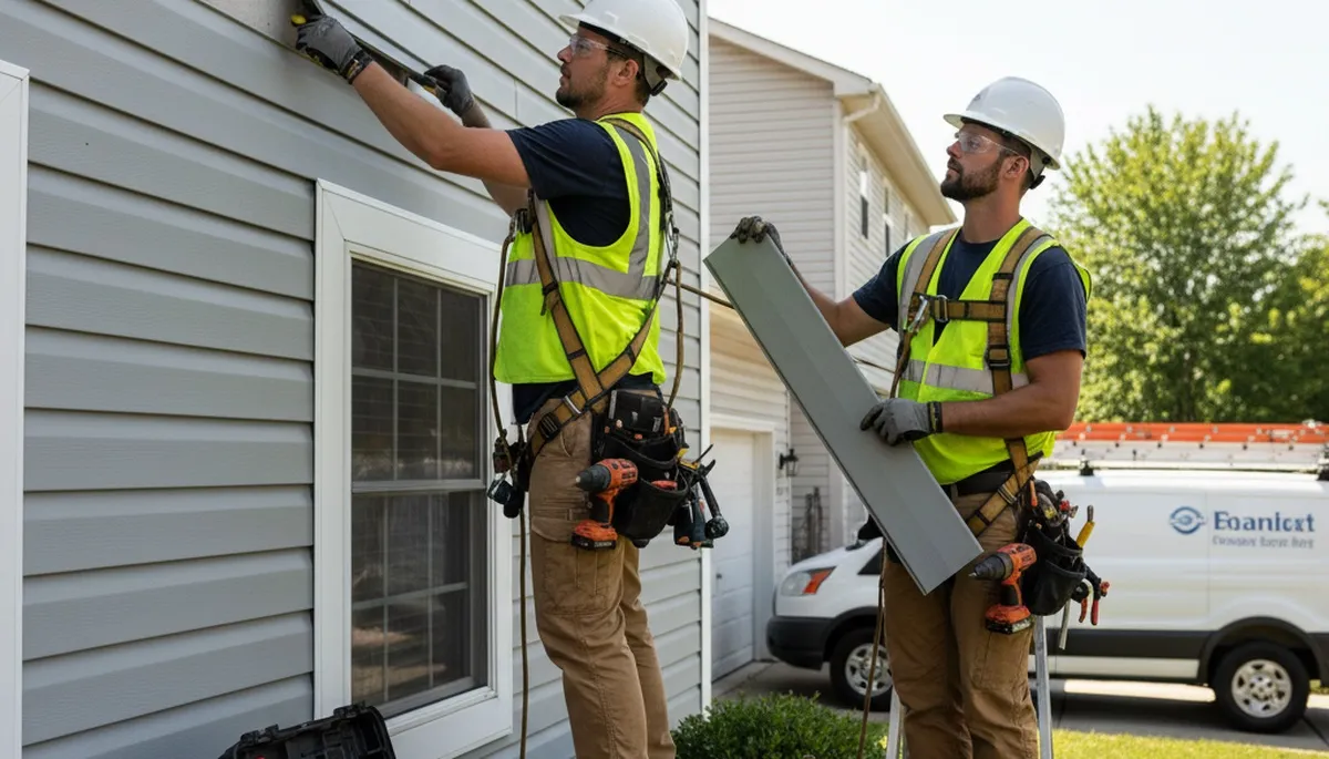 Vinyl siding repair in Knoxville, TN by FX Remodeling & Exteriors for storm-damaged home siding